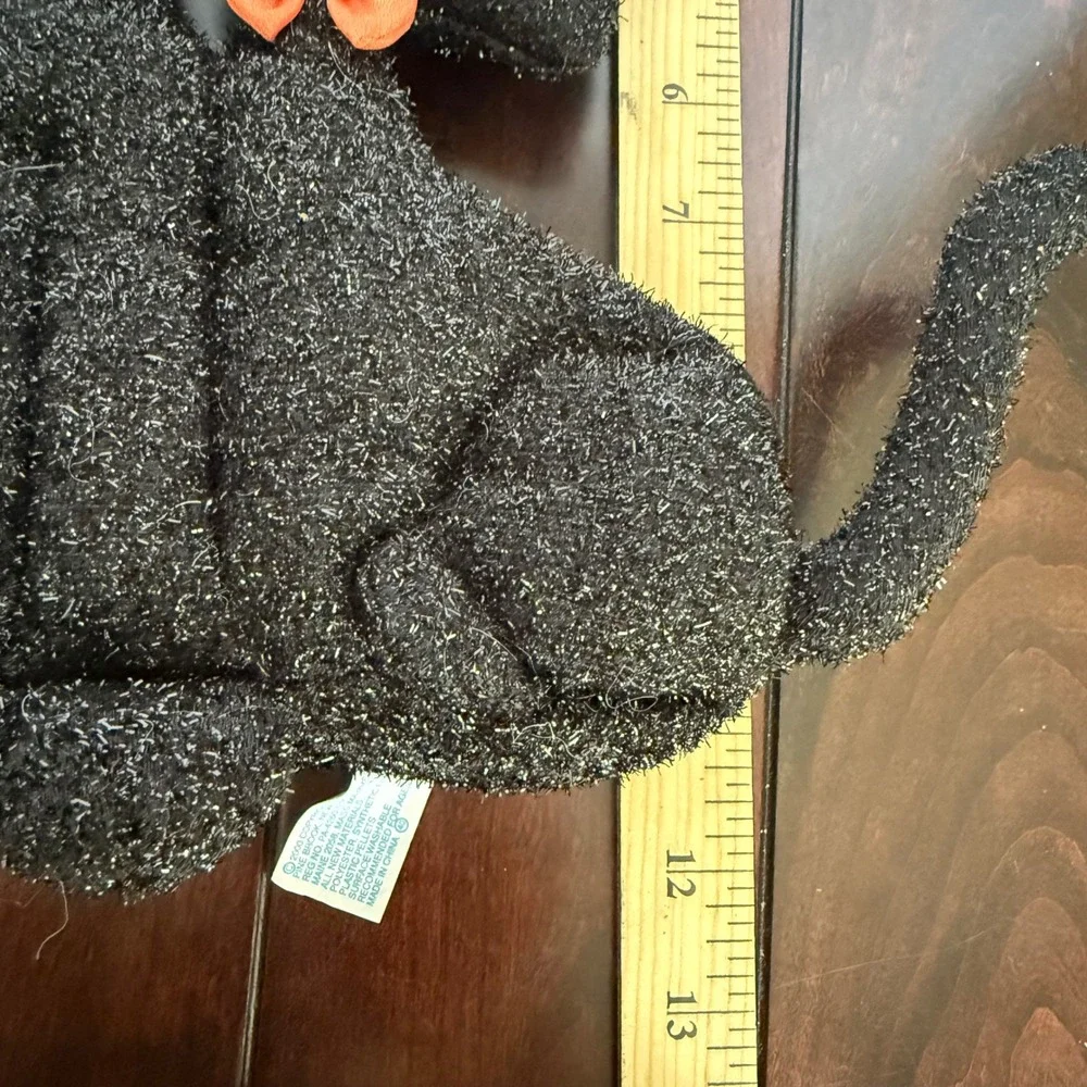 Vtg 2000 Kids of America Corp Halloween Black Cat Trio Sparkle Plush Decor 12